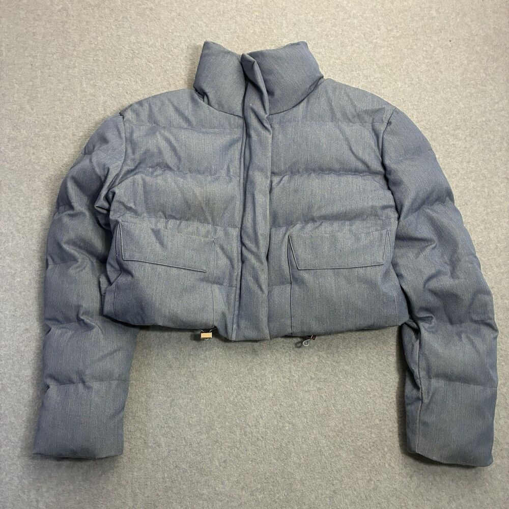 Celebrity Fashion Hera Collection Women’s Cropped Puffer Jacket Blue Medium